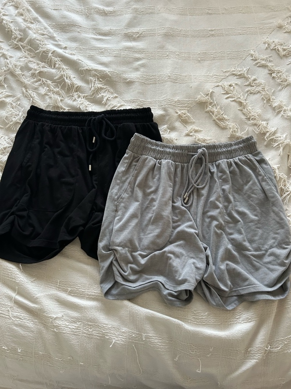 Free People Athletic Drawstring Shorts in Black and Gray